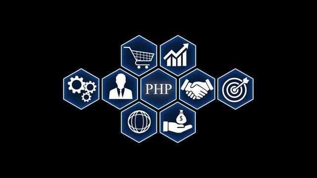 Internet, business, Technology and network concept. PHP Return on investment financial growth concept. Internet and network concept Seamless loop technology network background concept.