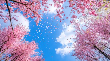 Obraz premium A vibrant spring scene of cherry blossoms