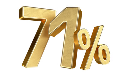Golden 71 Percent Isolated on Transparent Background