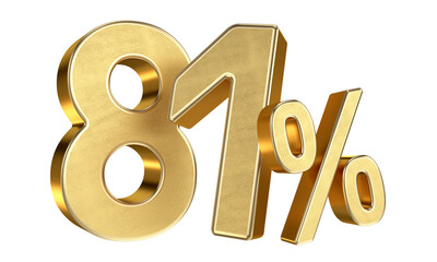 Golden 81 Percent Isolated on Transparent Background