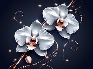 Elegant White Orchids with Dark Background. (1)