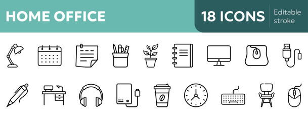 collection of  home office related icons