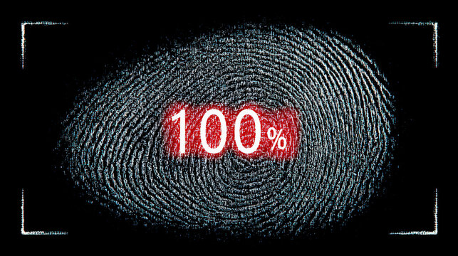 Digital fingerprint with 100% completion indicator