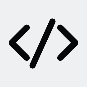 Silhouette code brackets black programming symbol vector illustration