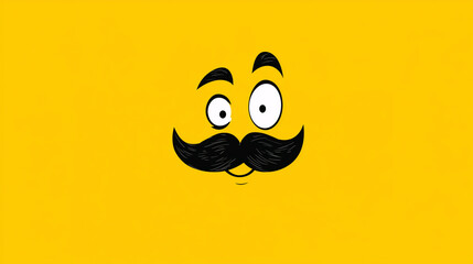 Cartoon Face Shows Surprise on Yellow. Fun graphic for web, marketing, design. Comical expression, humor, animation.