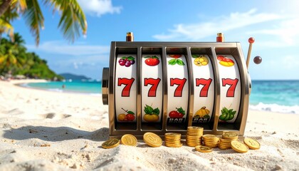 Slot machine on a tropical beach (2)