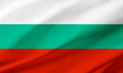 Obraz premium Bulgaria flag background with waving fabric texture
