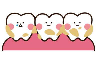 プラークに汚れている歯