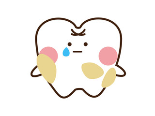 プラークに汚れているかわいい歯のマスコットキャラクター