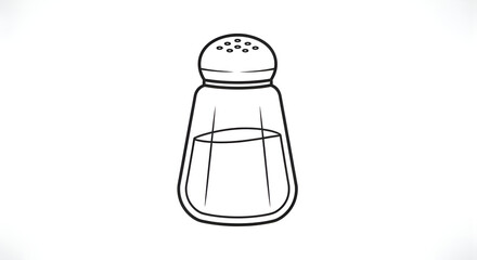 Flat white icon of a salt shaker with tiny holes and classic shape, clean white background