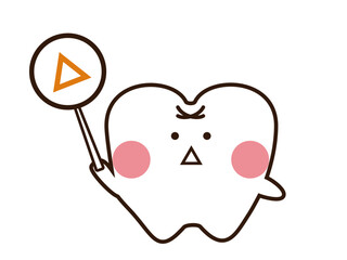 三角を持っているかわいい歯のマスコットキャラクター