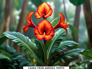 Tropical Canna Lily Blooms.