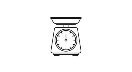 Simple icon of a kitchen scale with clear dial lines, minimal look, clean white background