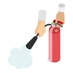 3D Isometric Flat  Illustration of Fire Extinguisher Use Infographics. Item 2