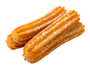 Single crispy churro coated with sugar, front view isolated on white background PNG