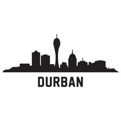 Fototapeta premium Durban skyline silhouette. Black Durban city. Vector black silhouette. with white background