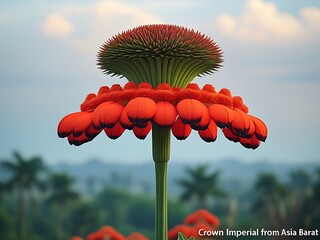 Fiery Crown Flower with Tropical Bloom.