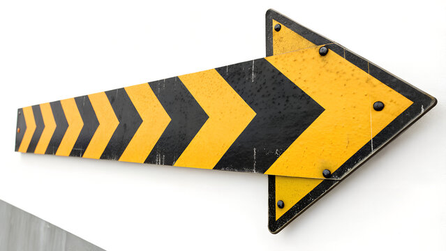 3d Navigational Guidance: An eye-level, close-up view of a striking arrow indicator against a crisp backdrop, embodying direction, guidance, and forward motion.