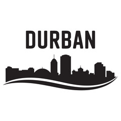 Fototapeta premium Durban skyline silhouette. Black Durban city. Vector black silhouette. with white background