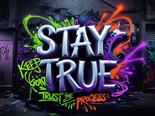 Stay True Graffiti Art Wall.