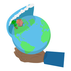 3D Isometric Flat  Illustration of Climate Change. Item 1