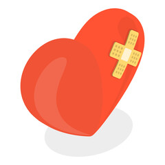 3D Isometric Flat  Set of Broken Hearts. Item 5