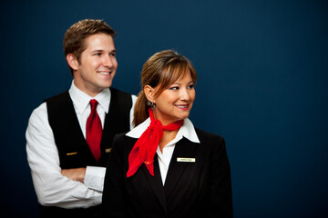 Airline: Cheerful Flight Attendants