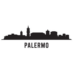 Fototapeta premium Palermo skyline horizontal banner. Palermo, Italy. Vector template for your design. Vector black silhouette. with white background