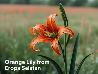 Orange Lily Field Bloom Closeup. (1)