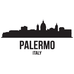 Fototapeta premium Palermo skyline horizontal banner. Palermo, Italy. Vector template for your design. Vector black silhouette. with white background
