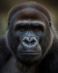 Fototapeta premium Calm and peace on western lowland gorilla's face close up photo 