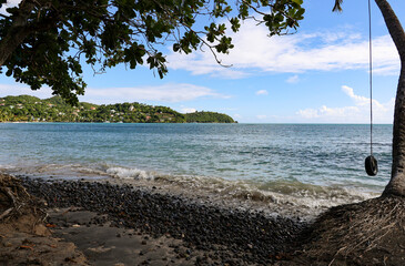 fishing boat on a tropical beach in the caribbean sea of St Lucia