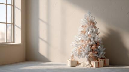 cozy minimalist christmas celebration scene in usa featuring beautifully adorned tree