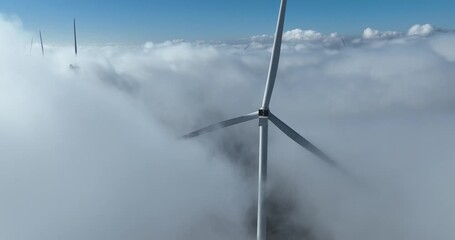 Wind turbine renewable energy, clean energy and energy transistion. Speed ramp in out. - Powered by Adobe