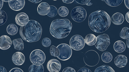 White Outlined Coins on Dark Background, Generative AI Illustration