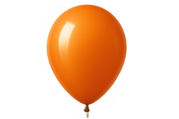Vibrant orange balloon isolated on a transparent background, perfect for party invitations or celebratory designs