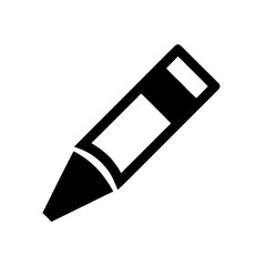 A flat icon of a colored crayon or marker, representing creativity, drawing, and art activities in school. Perfect for young learners or creative education.