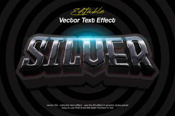 Esports silver 3d vector text effect