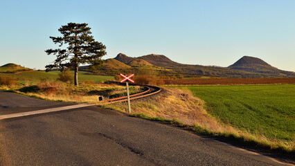 Bright Sunny Day Afternoon in Hills with Railway Curves and Blue Sky