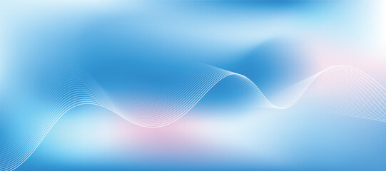 Futuristic Blue Wave Abstract Background with Smooth Gradient and Light Lines