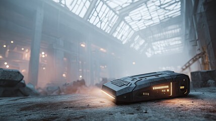 Obraz premium Abandoned factory, futuristic device