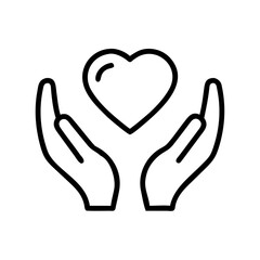 Obraz premium Hands holding heart symbol in minimal line art style 