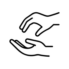 Fototapeta premium Two hands gently reaching out to each other in line art design 
