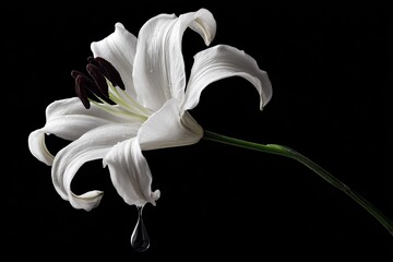 White lily with a dark drop
