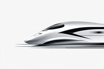 Sleek white train, fast motion