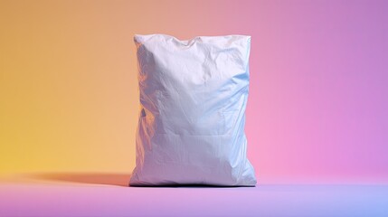 Blank white plastic bag on gradient background