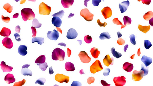 Single falling rose petals isolated on transparent background - Powered by Adobe