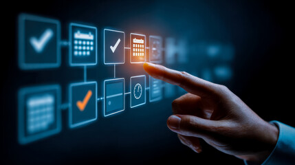 Digital task management interface with checkboxes and calendar icons