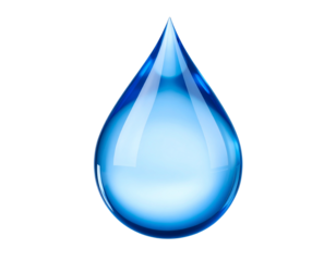 Transparent drop of clean water, hyper realistic style, isolated on a transparent background