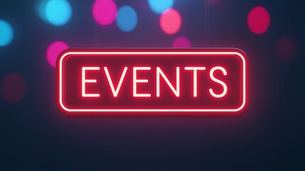 Neon sign displaying the word "EVENTS" with colorful blurred lights in the background.